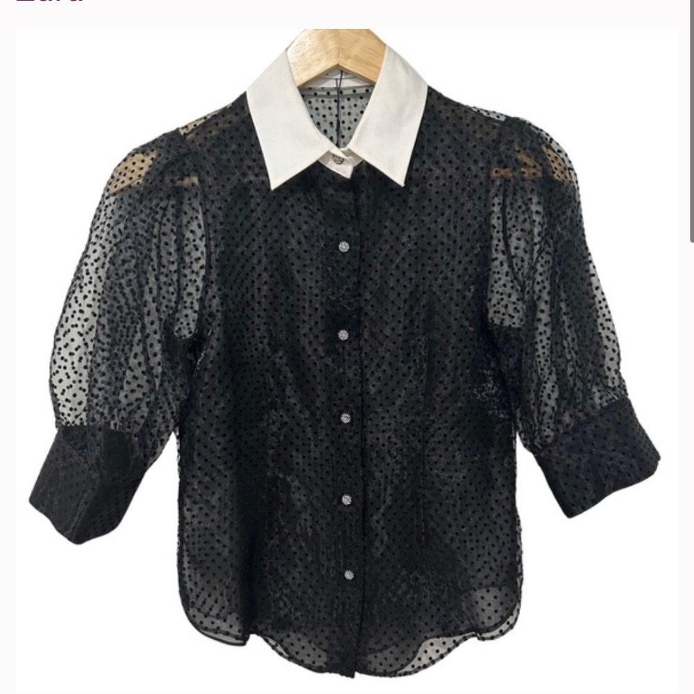 Sheer polka dot top